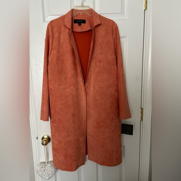 Marc New York Oversized Faux Suede Salmon Tan Women Coat Jacket Pockets Size M - Picture 2 of 13